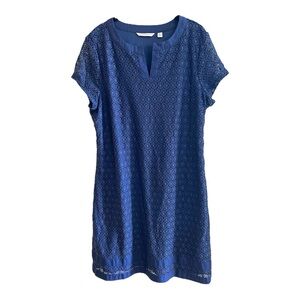 Isaac Mizrahi Live Dress Womens Size Large Blue Lace Midi Short sleeve EUC